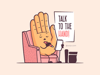 Talk To The Hand cartoon character drawing funny hand illustration shrink talk to the hand therapy vector