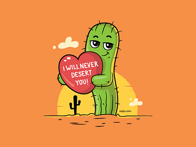 I Will Never Desert You cactus cartoon cute desert funny illustration love valentine valentines day vector