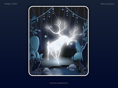 Magic Deer blue bookillustration character deer forest illustration light