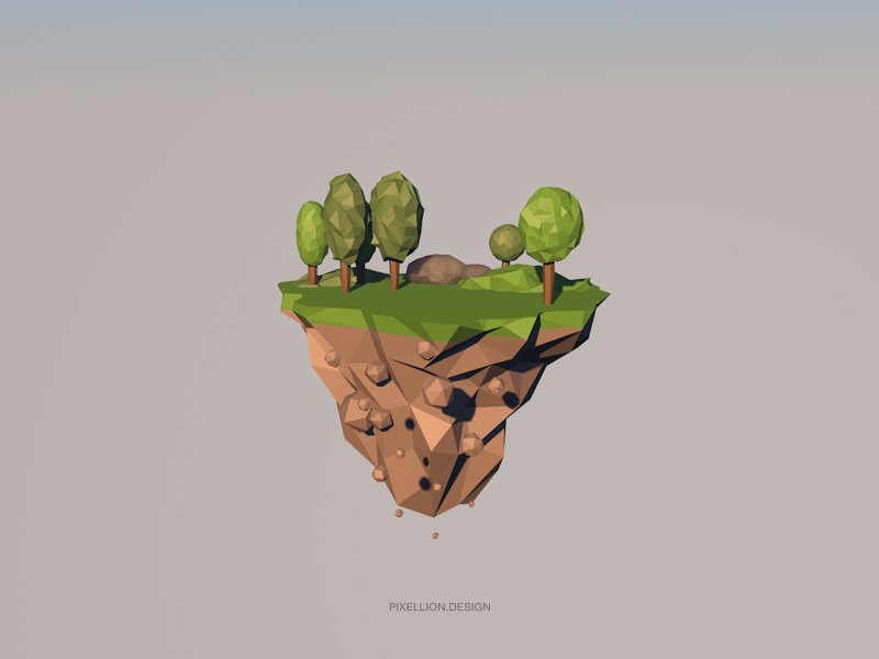 Low Poly Island c4d island poly low