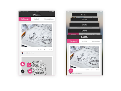 Dribbble app app dribbble ios sketch