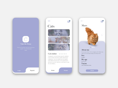 Cat shelter app app design ui web