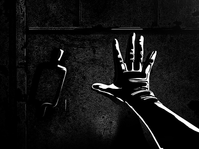 Noir arm black and white contrast door glove graphic art graphic novel hand illustration illustrator light shadows