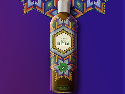 Shampoo Indio Huichol bottle clean dots geometric hair handcraft huichol label product shampoo symmetry
