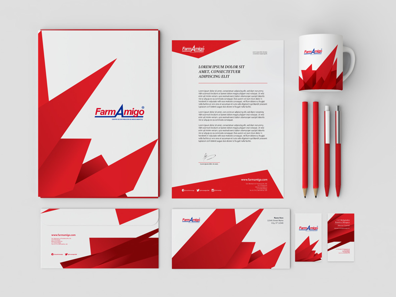FA brand refresh pharma amigo corporation stationery brandbook branding