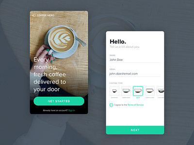 Daily UI #001 - Sign Up coffee dailyui login mobile sign up