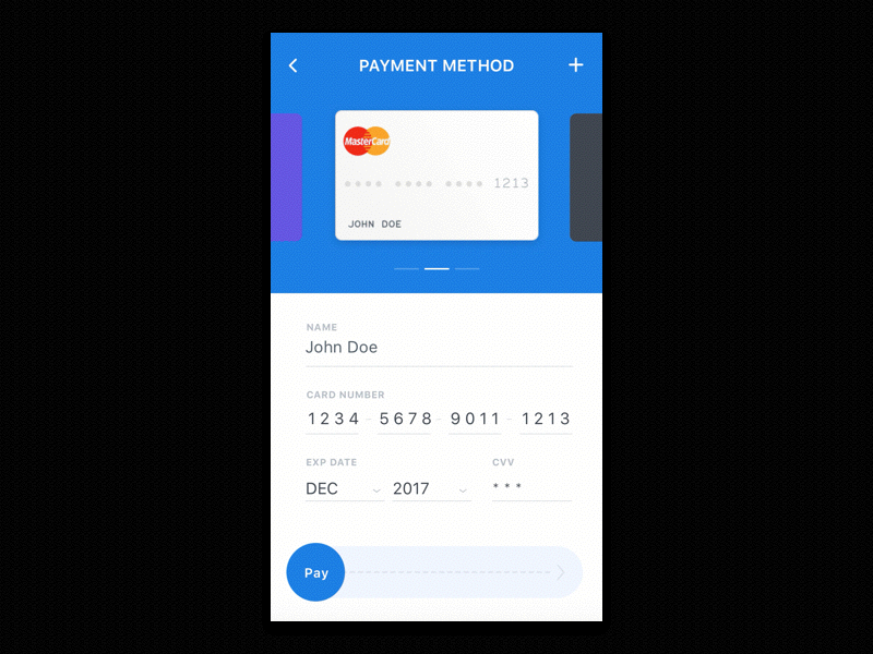 Daily UI #002 - Checkout animation card checkout creditcard dailyui gif loading mobile payment success