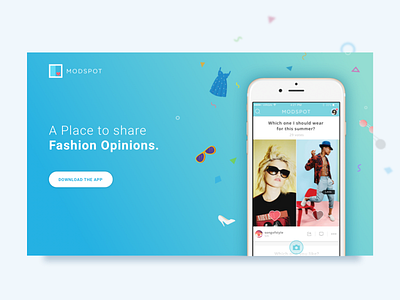 Daily UI #003 - Landing Page confetti dailyui download dress fashion glasses landing landing page shoe teenager