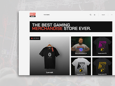 Good Game Shop agency design gaming web design webshop