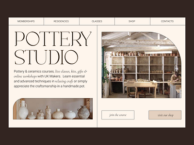 Pottery Studio / Web Design Concept first screen typography ui web design website