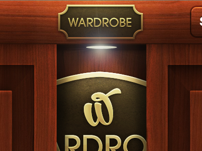 Wardrobe Welcome app application brass closet clothing gold ios iphone lighting lights ui wood