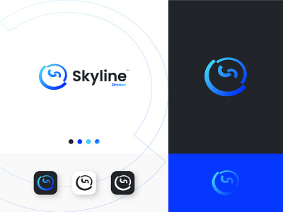 Skyline Drones - Professional Drone Inspections (Redesign) 3d app brand branding clean design drone flat geometric logo maj minimal new sky symbol trendy typography unused vector