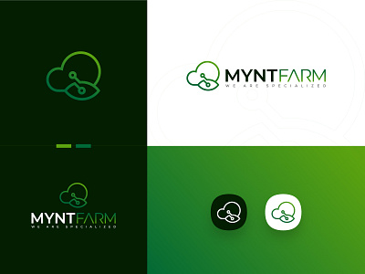 Myntfarm - a specialized computer host bio cloud leaf logo tech trendy unused