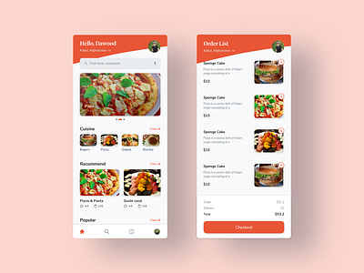 Food App UI food list