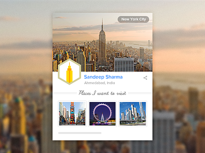 Places I want to visit design html new york city pixel profie responsive sandeep sharma ui ux widget