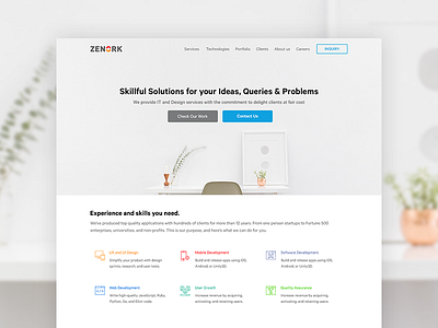 Zenork - Website Design homepage landing page responsive ui ux website zenor