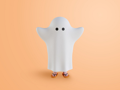 3c cute ghost halloween character
