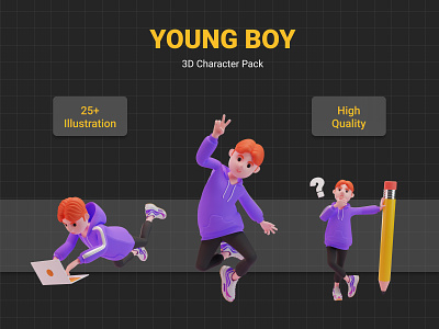 Young boy, 3d character illustration