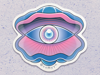 Eye see-shell / Die-Cut Waterproof Sticker eye illustration psychedelia psychedelic psychedelic art shell sticker stickermule tame impala vector art vector illustration