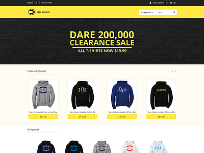 Dare Apparel bootstrap ecommerce shirt tshirt web website