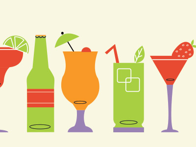 Summer Beverages colorful illustration summer