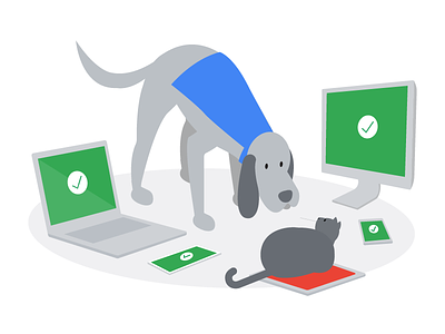 Make sure your devices are secure! cat data dog illustration privacy security