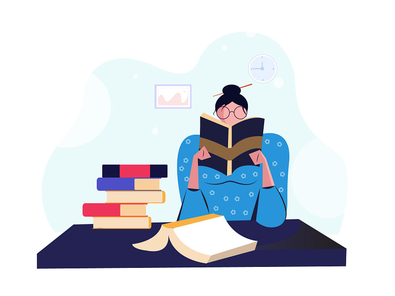 illustration of a girl reading