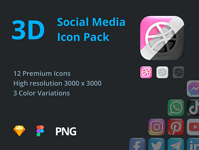 Social Media Icon Pack 3d design icon icon set ui ux