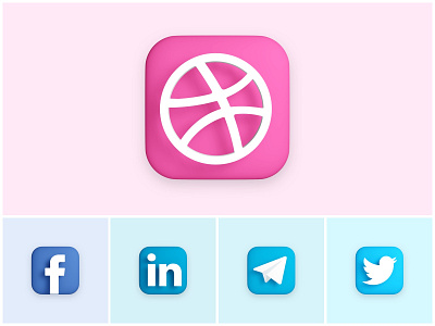 3D Social Media Icons 3d app design icon icon set ui ux