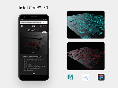 Intel Core i30 3d branding dailyui design render ui ux web website