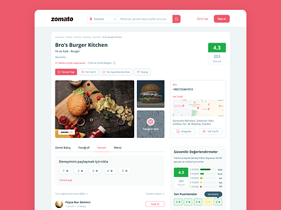 Zomato Restaurant Page clean ui design redesign restaurant ui ux web webdesign zomato