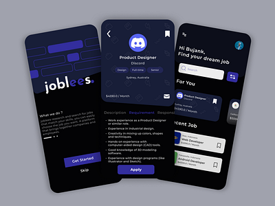 Joblees - Job Finder App app design figma jobfinder ui ux