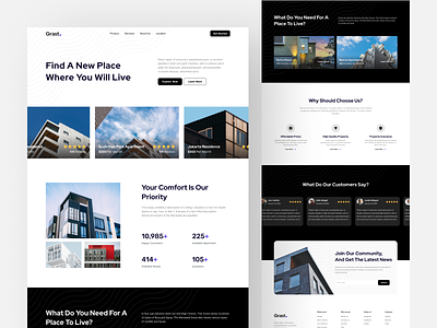 Grast - Property Rental agency apartment architecture building clean construction design home house landing page minimal properties property real estate rent rental residence ui ux website