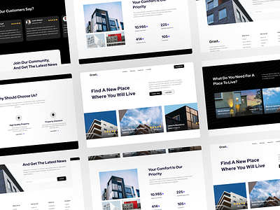 Grast - College Version agency apartment arhitecture building clean college construction design home house landing page minimal properties property real estate rent rental ui ux website
