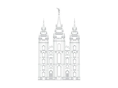 Temple building church drawing illustration lds line mormon salt lake temple temple