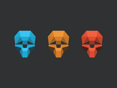 Faceted Skulls 3d blue faceted illustration oblivion orange red skull