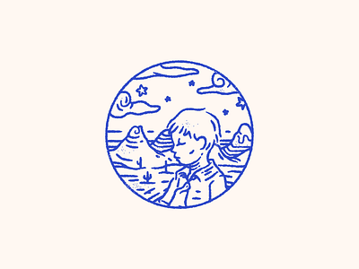 Blue boy coffee fable ilustration kid space story