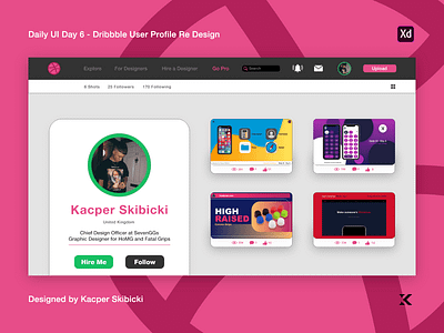 Daily UI 6 — Dribbble User Profile Redesign