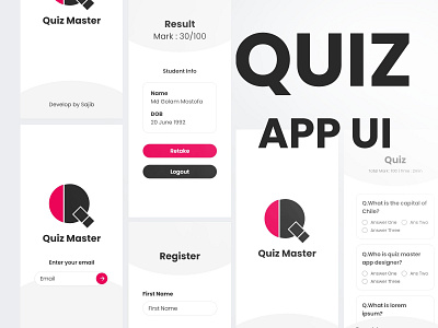 Quiz App Ui Design android app design app designs app ui app ui design app ui ux app uiux mobile app design quiz app user interface ui userinterface ux design