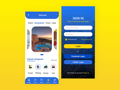 Travel app Signin and discover screen app design app interface app ui app ui design design travel app traveller ui ui ux ui design ui designs uiux ux ux design