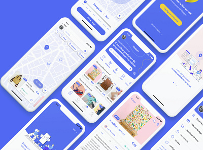 Shopym app - Find and buy local products app design flat minimal ui ux