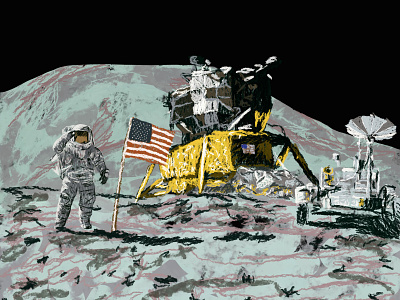 Moon Landing apollo11 astronaut digital digitalart discovery editor exploration illustration magazine moon nasa space usa