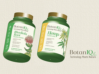 Botaniq - 3d Package Mockup - Rhodiola Root and Hemp Root 3d design art direction brand brand design brand identity package design package mockup product design products