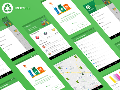 Recycle App - UI/UX Case Study abode illustrator adobe photoshop android app behance case study material design ui ux