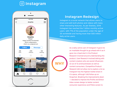 Instagram Redesign - Case study abode illustrator adobe photoshop case study design instagram instagram redesign mobile app redesign concept ui ux