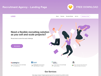 Recruitment Agency_Landing Page design free download freebie landing page landing page design recruitment recruitment agency sketch freebie ui web design