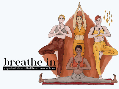 Breathe In Watercolor Illustration clipart creative market digital painting illustration meditation set women yoga yoga studio