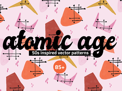 Atomic Age Watercolor Patterns 50s abstract atomic age clipart creative market floral illustration pattern retro set vector vintage
