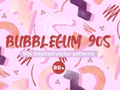 90s Vector Watercolor Patterns Set 90s clipart creative market illustration pattern retro seamless set vector vintage