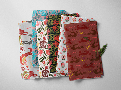 FOLK XMAS STUDIO christmas christmas patterns clipart creative market floral flowers folk holidays illustration pattern retro seamless set vintage inspired